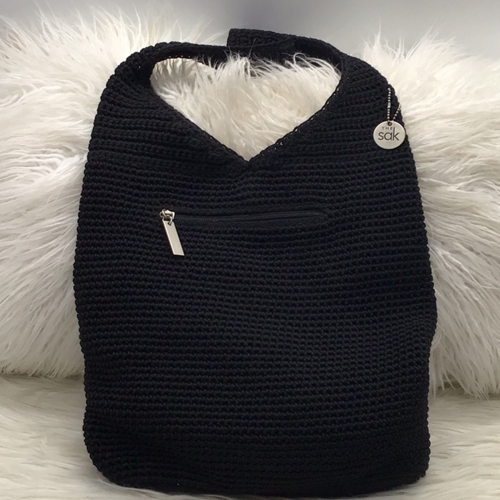 The Sak Black Crochet Shoulder Bag